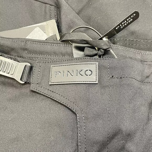 NEW PINKO Women's Pants Logo Patch Cropped Bottoms Size 42/US M Black - Picture 4 of 6